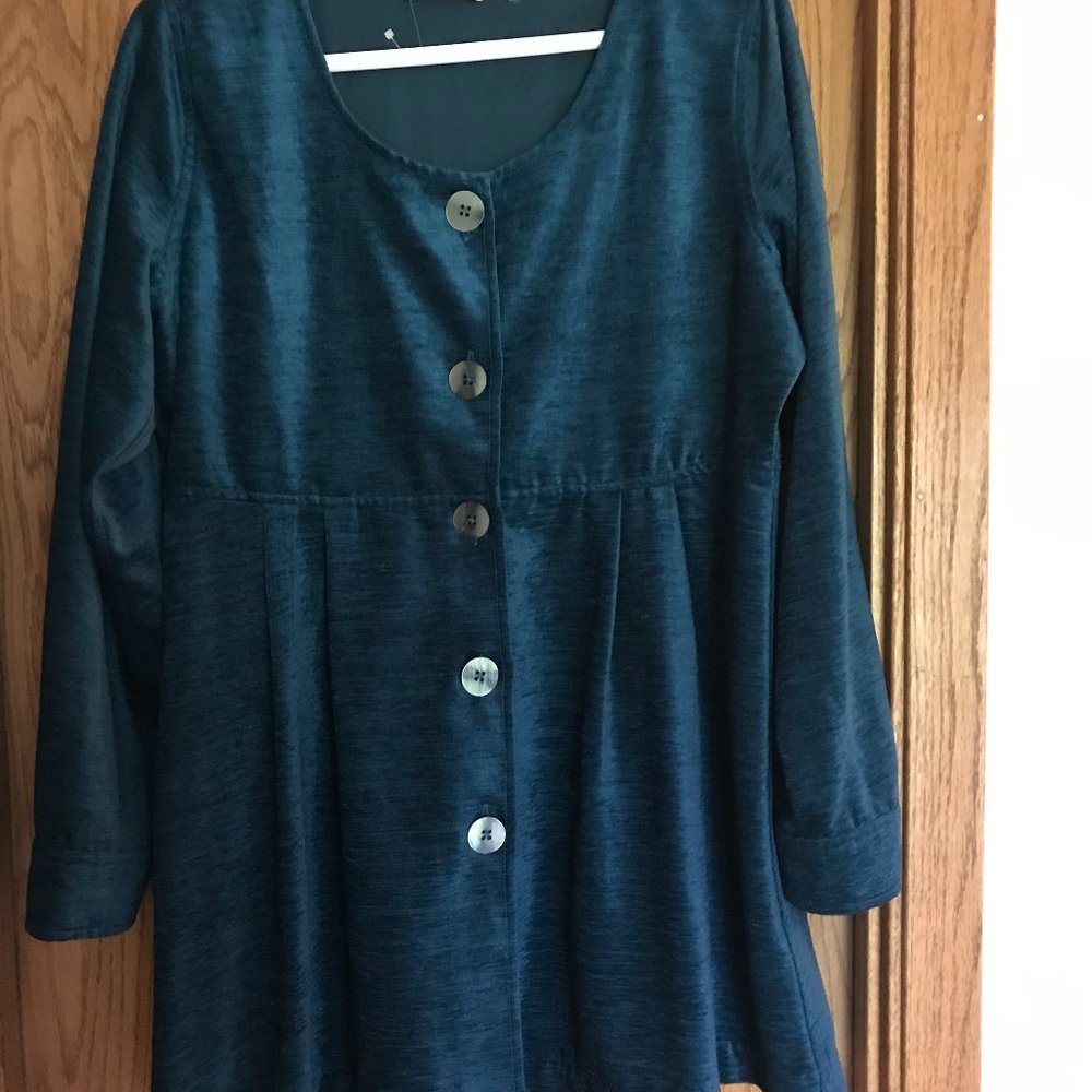 Soft Surroundings NWT Fiona Velour Velvet shirt Tunic - Medium - peacock